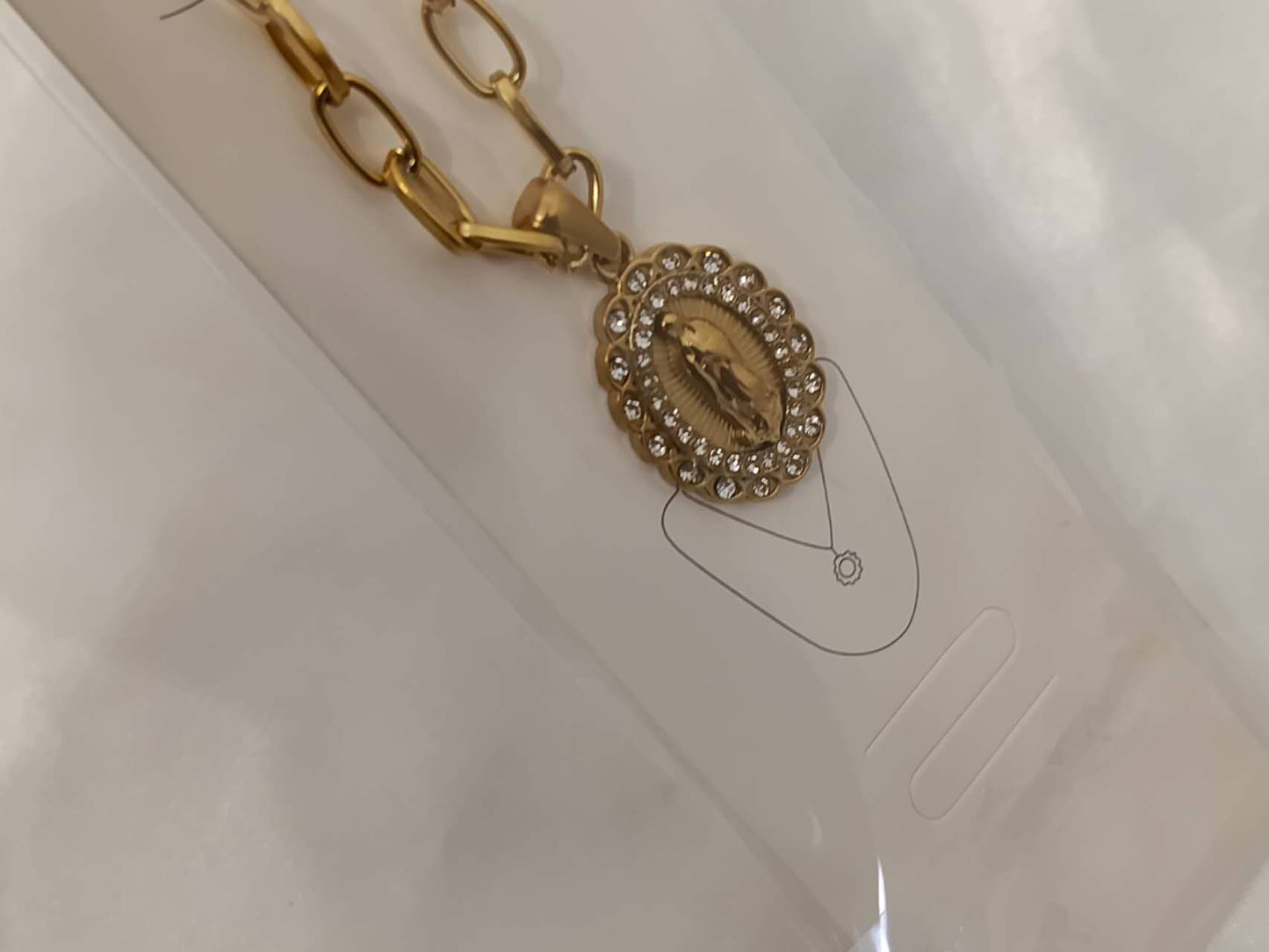 Collier Médaille vierge et chaîne épaisse en acier inoxydable PVD: Cadena+colgante