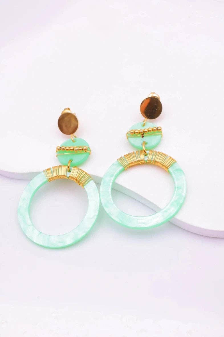 Boucles d’oreilles cercle doré verte