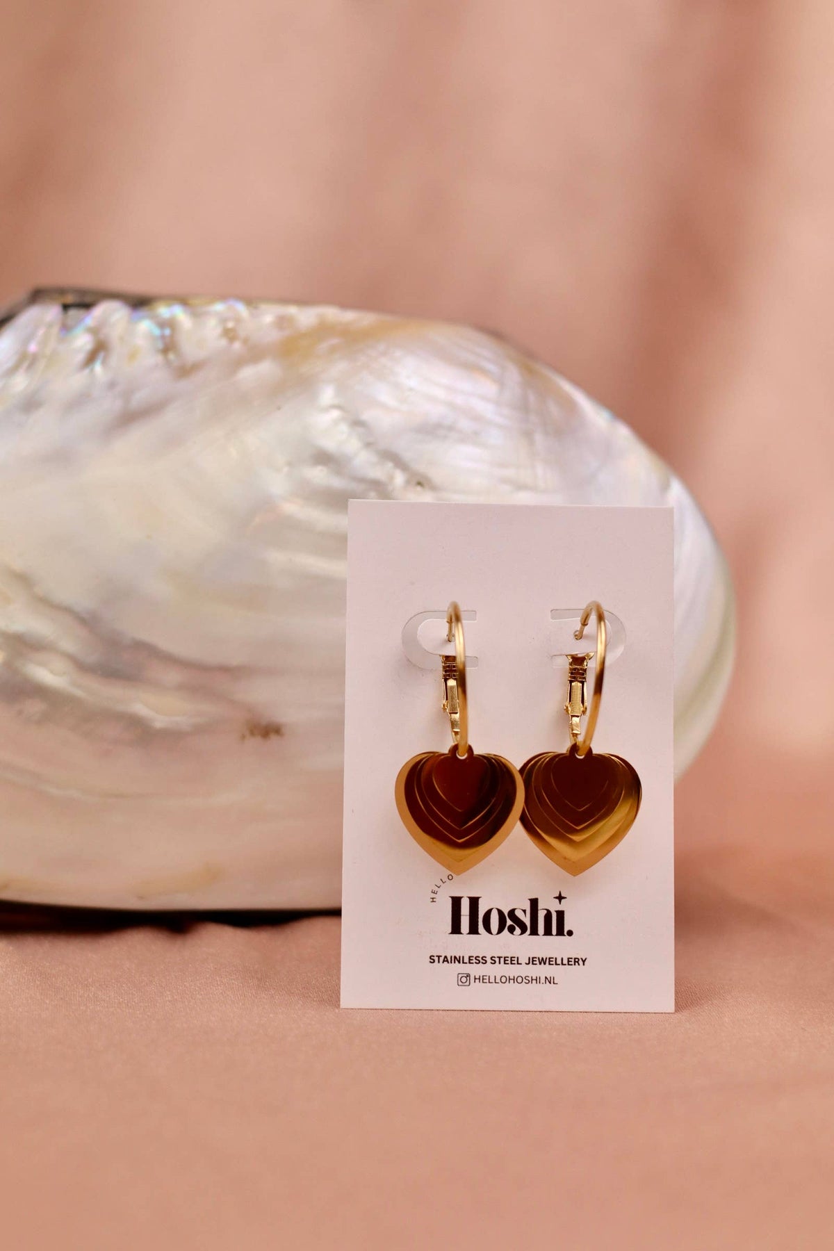 Boucles d’oreilles cœur stellaire en acier inoxydable – photo 1 – Miss Cappuccino