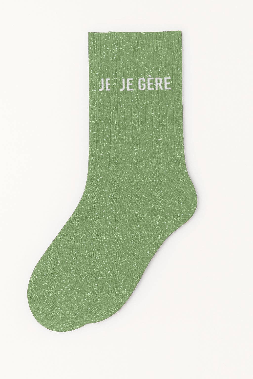 Chaussettes à Paillettes à Message "Je Gère" - Vert Amande: Unique 36-40