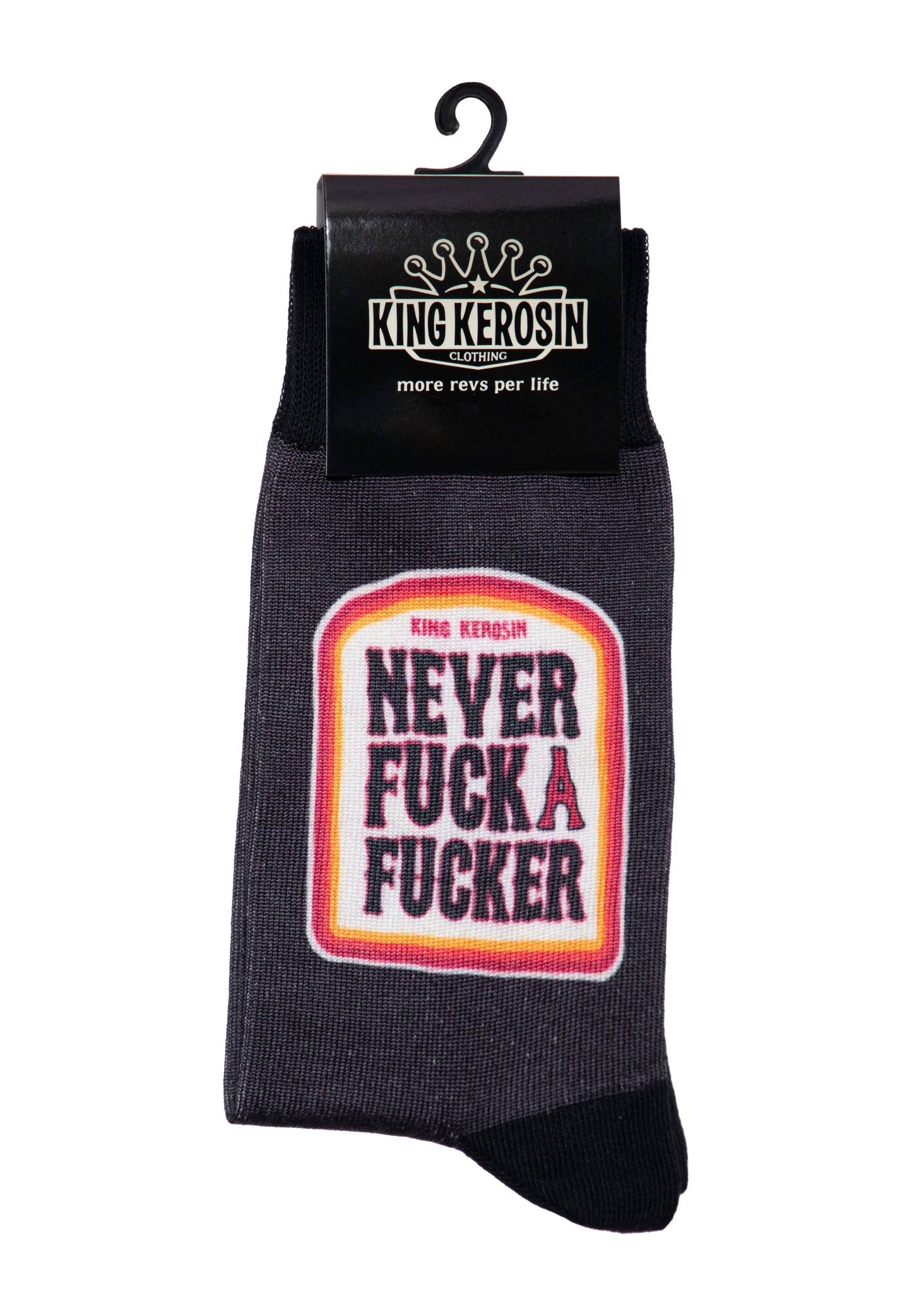 Chaussettes « Never Fuck a Fucker »: Gris foncé / 43-46
