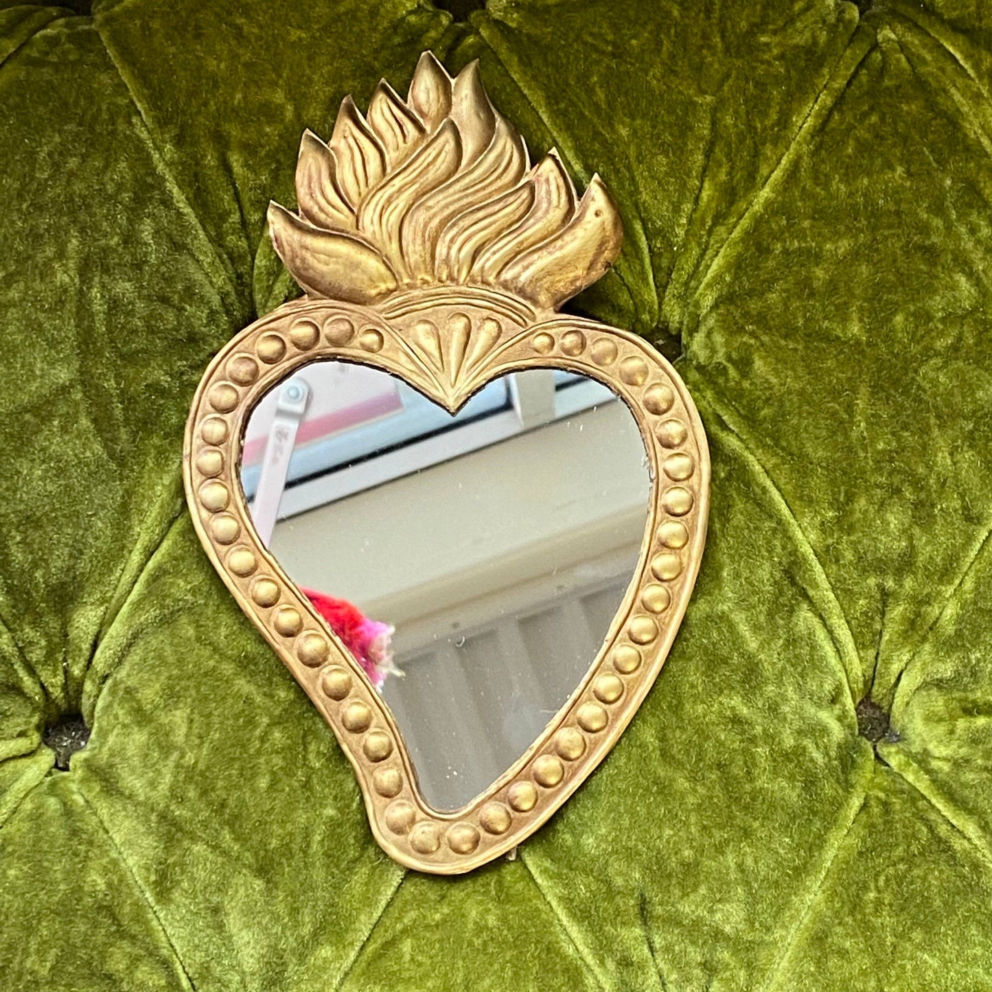 Sacré-Cœur Miroirs en étain anciens: Bronze