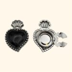 Bijoux de bouton Exvoto argent et noir pailleté