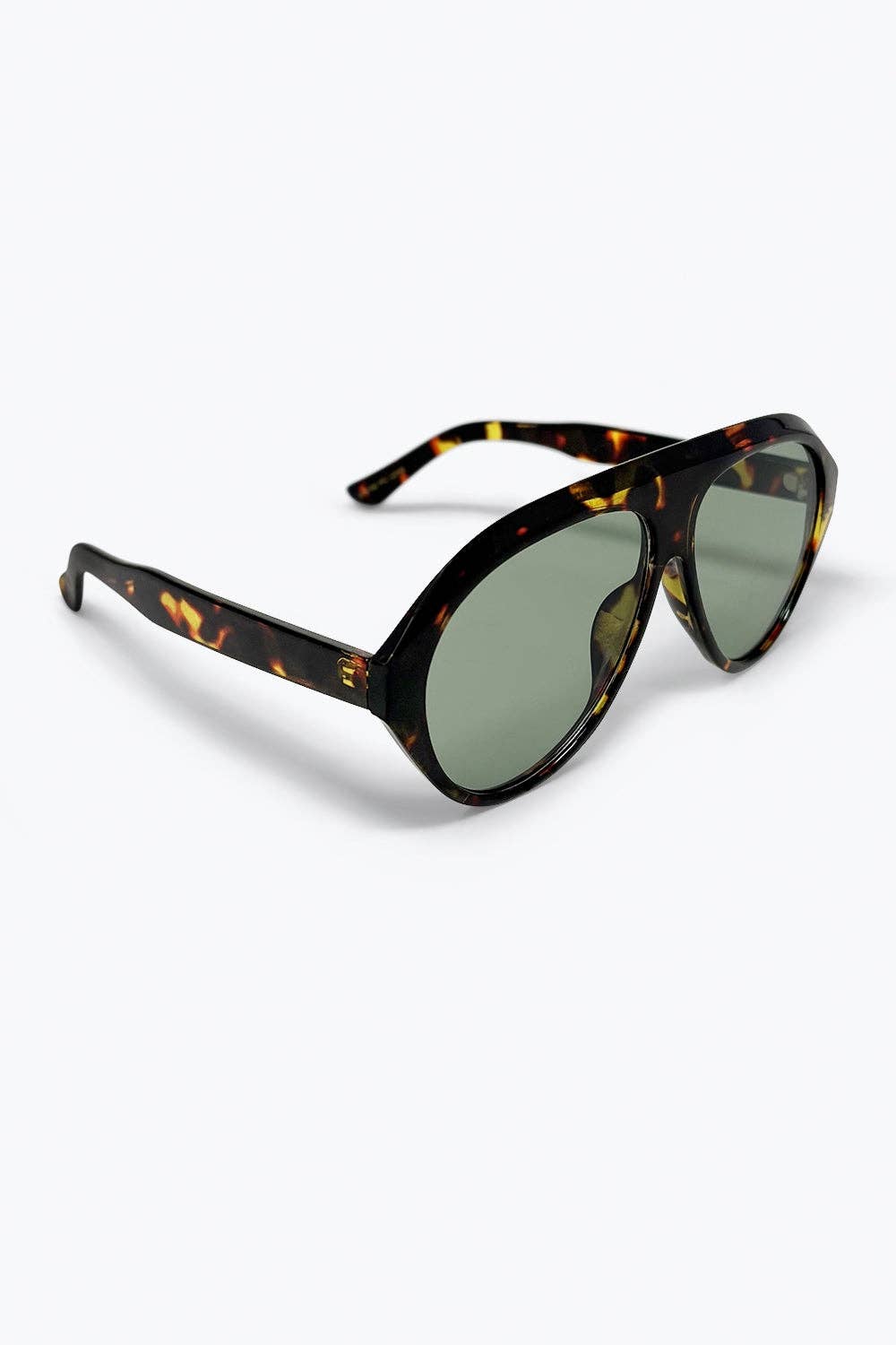 Lunettes de soleil aviateur écaille de tortue à verres verts: GREEN / ONE
