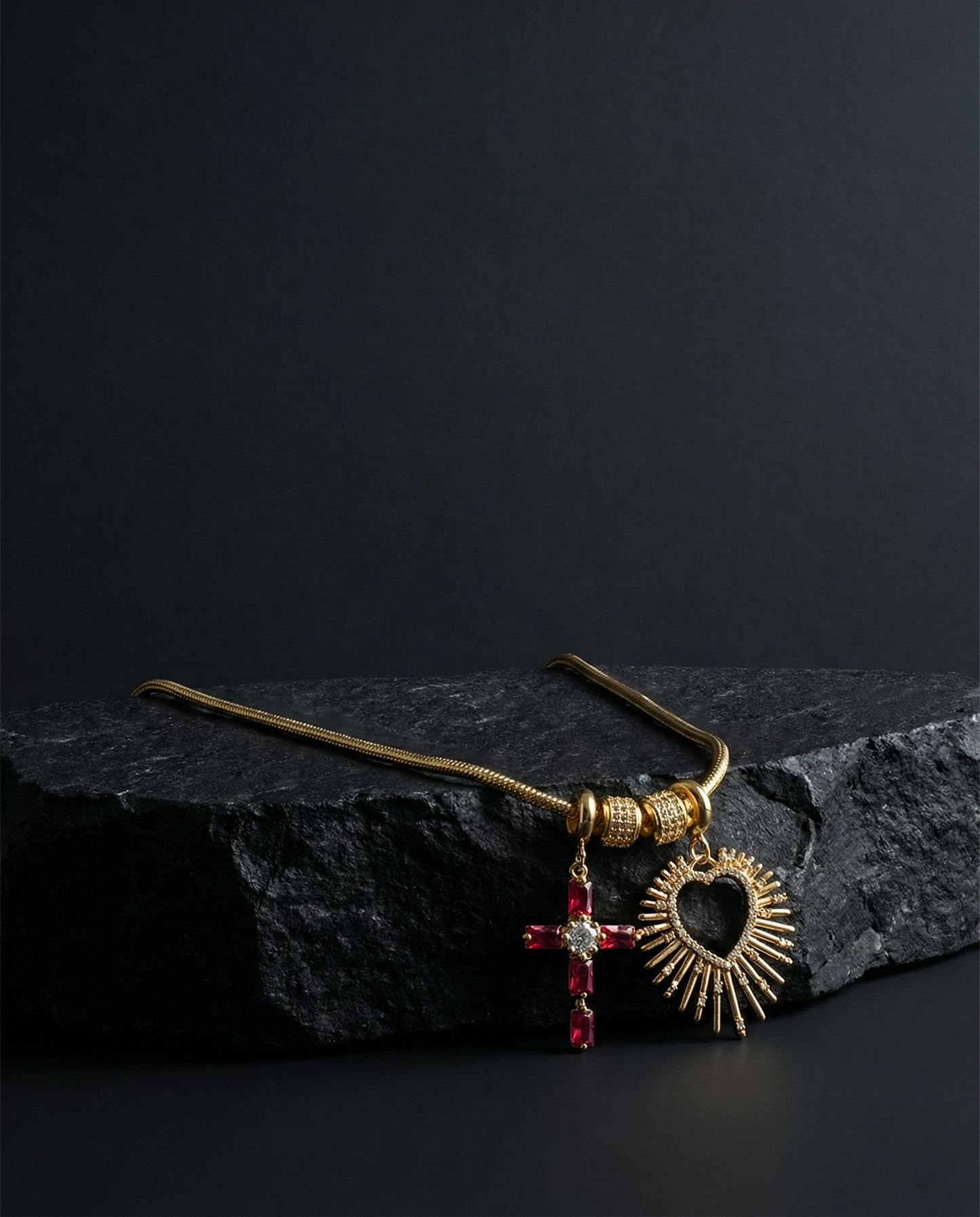Collier avec Croix et Sacré-Cœur | Dévotion de Luxe