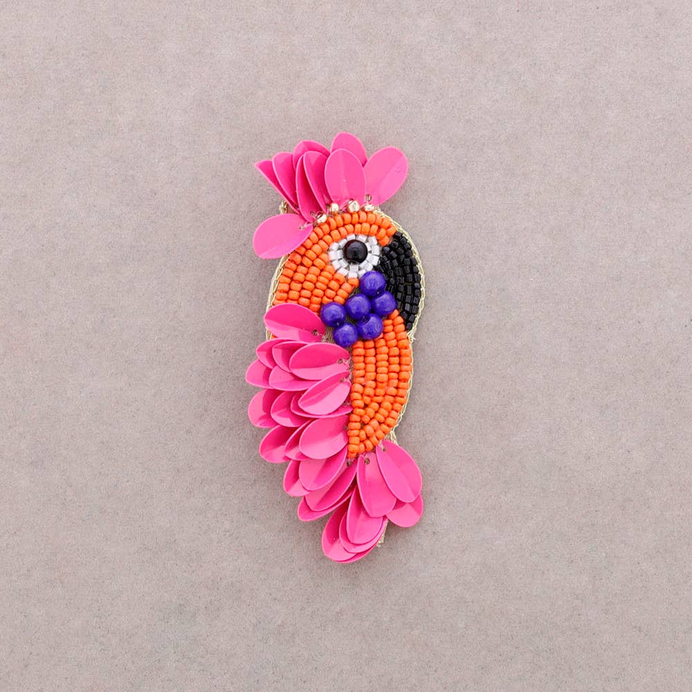 Broche Oiseau Paillettes: Fucsia