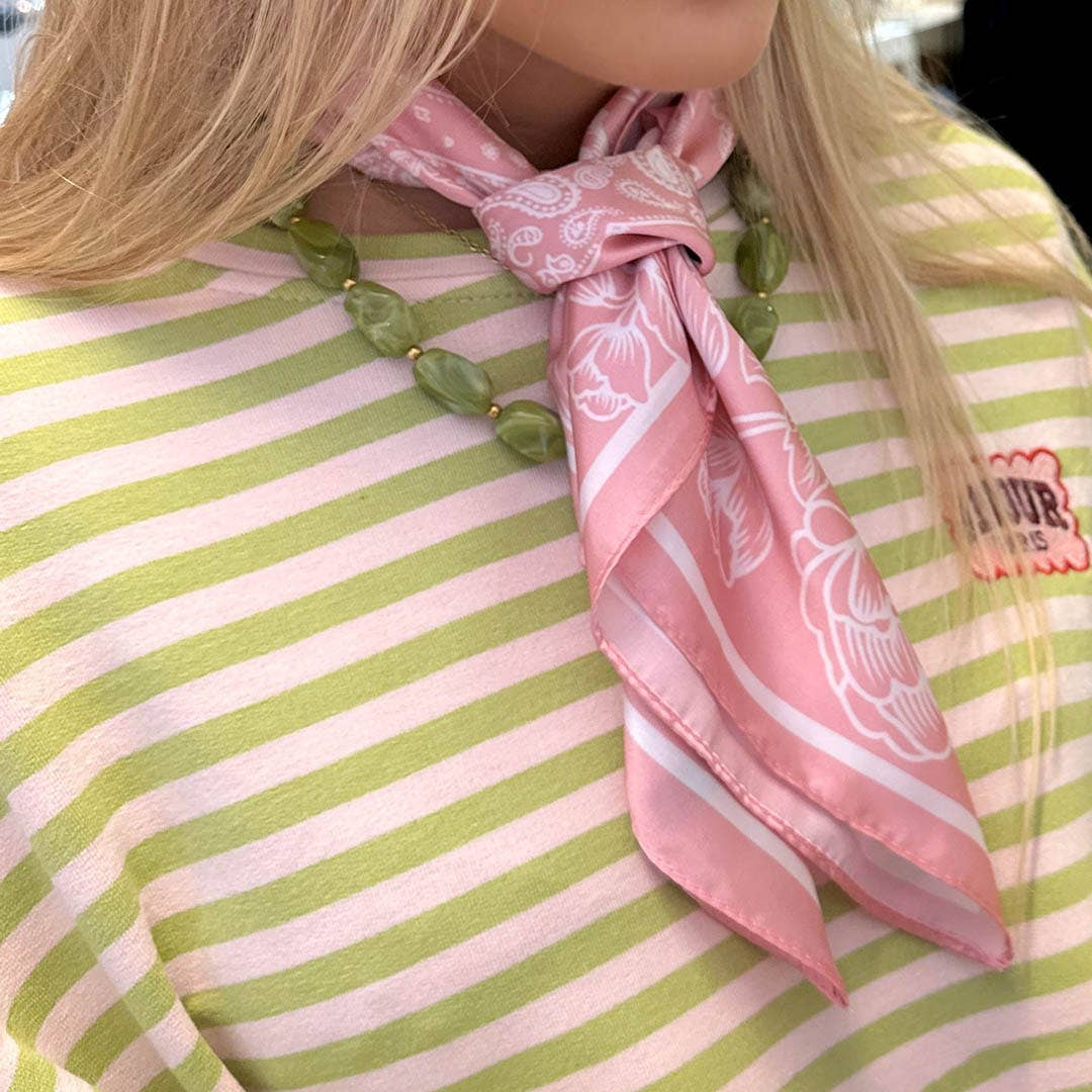 Foulard bandana en satin rose