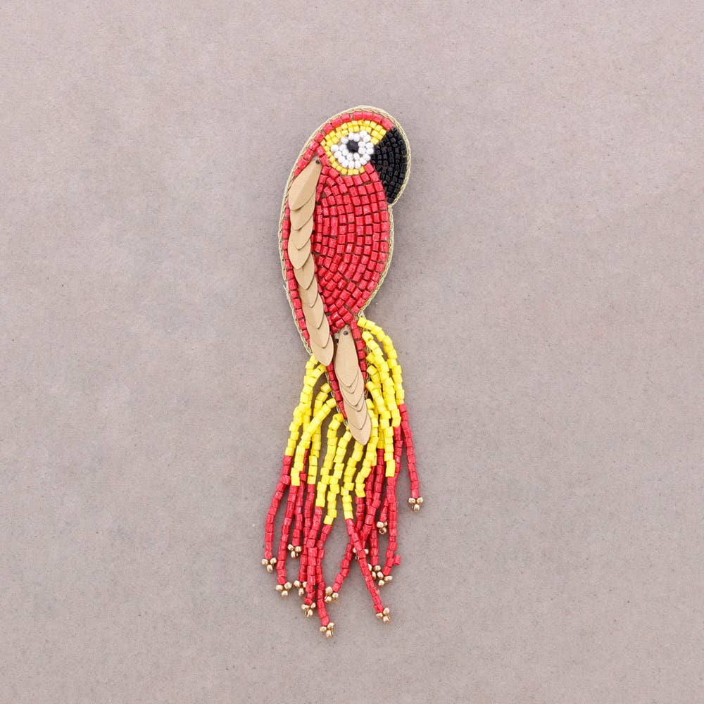 Broche Oiseau Paillettes: Rojo