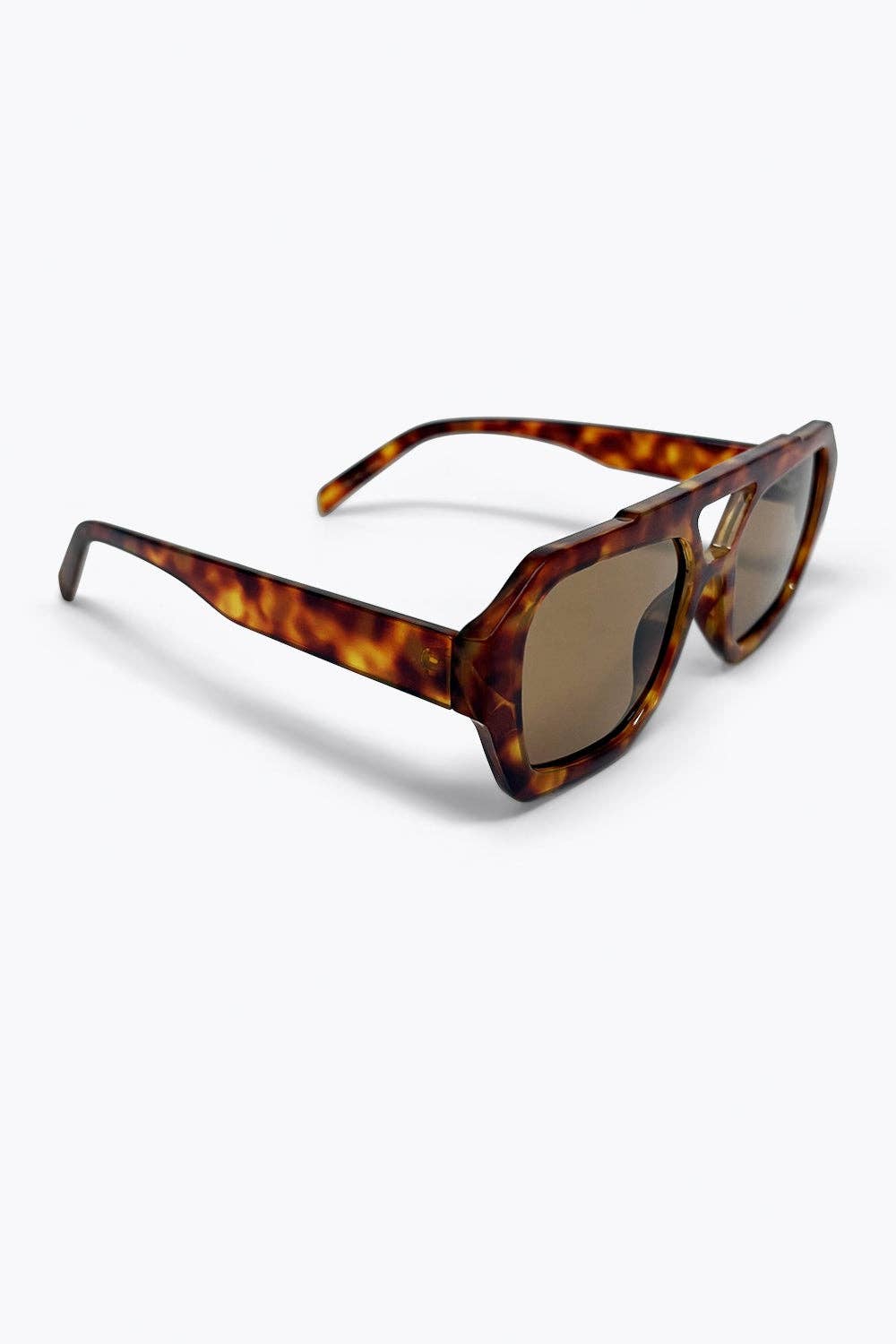 Lunettes de soleil à monture géométrique écaille de tortue marron: BROWN / ONE