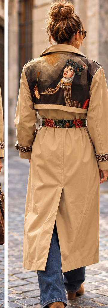 Trench personnalisé beige – vue portée de dos
