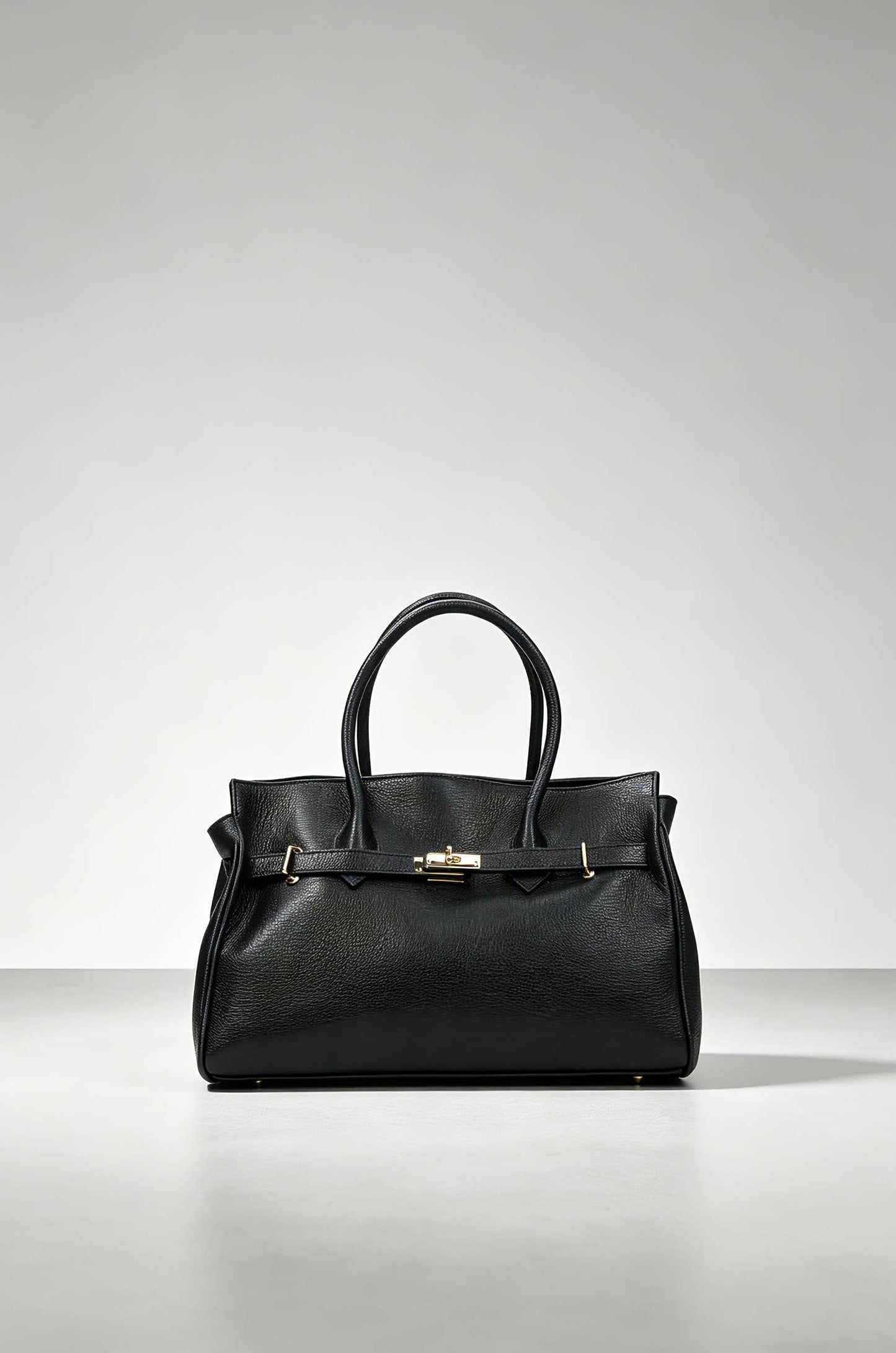 Sac à mains en véritable cuir martelé noir – Fabrication italienne