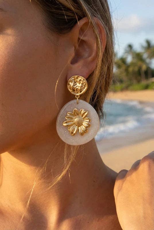 Boucles d’oreilles fleur BLANC