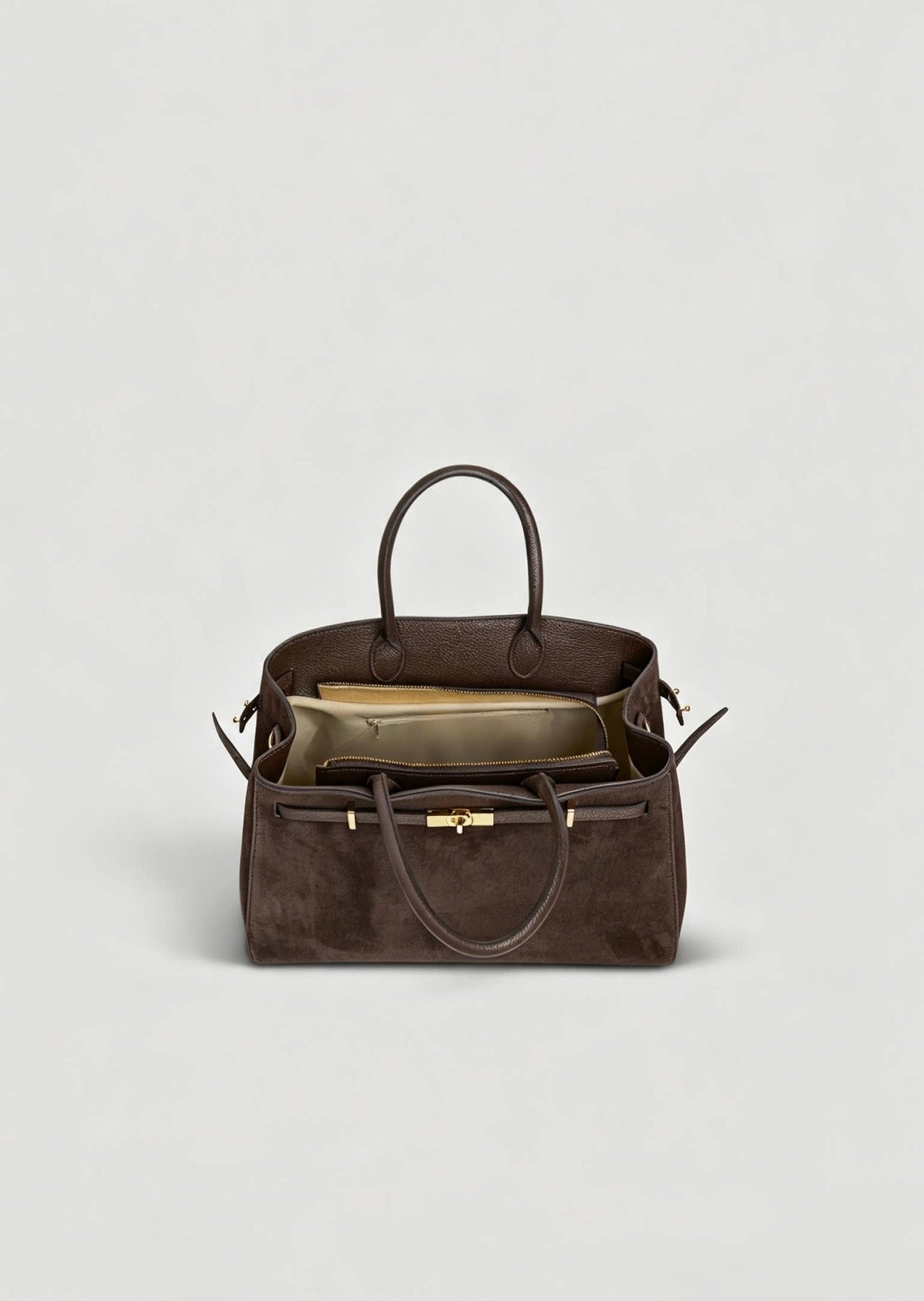 Sac à main en véritable cuir suédé Marron