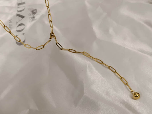 Collier long pendentif boule en acier inoxydable plaqué or 18K: Oro amarillo