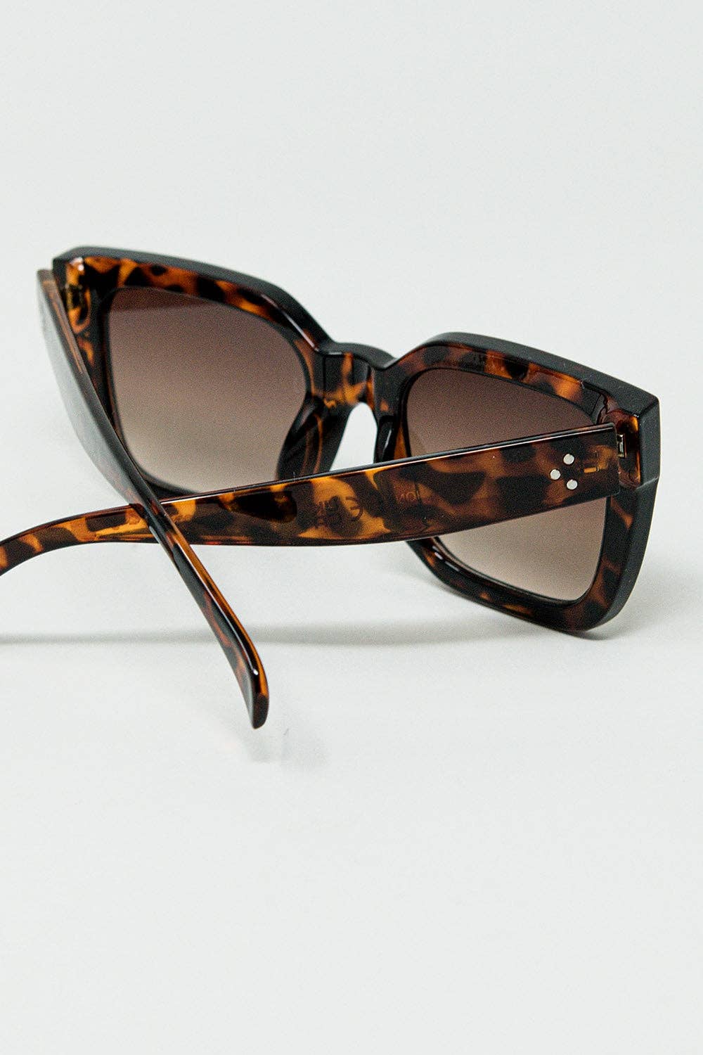 Lunettes de soleil carrées marron à imprimé animal: Marron / Taille unique