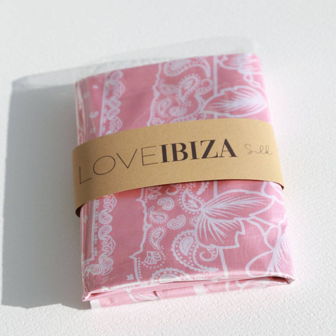 Foulard bandana en satin rose