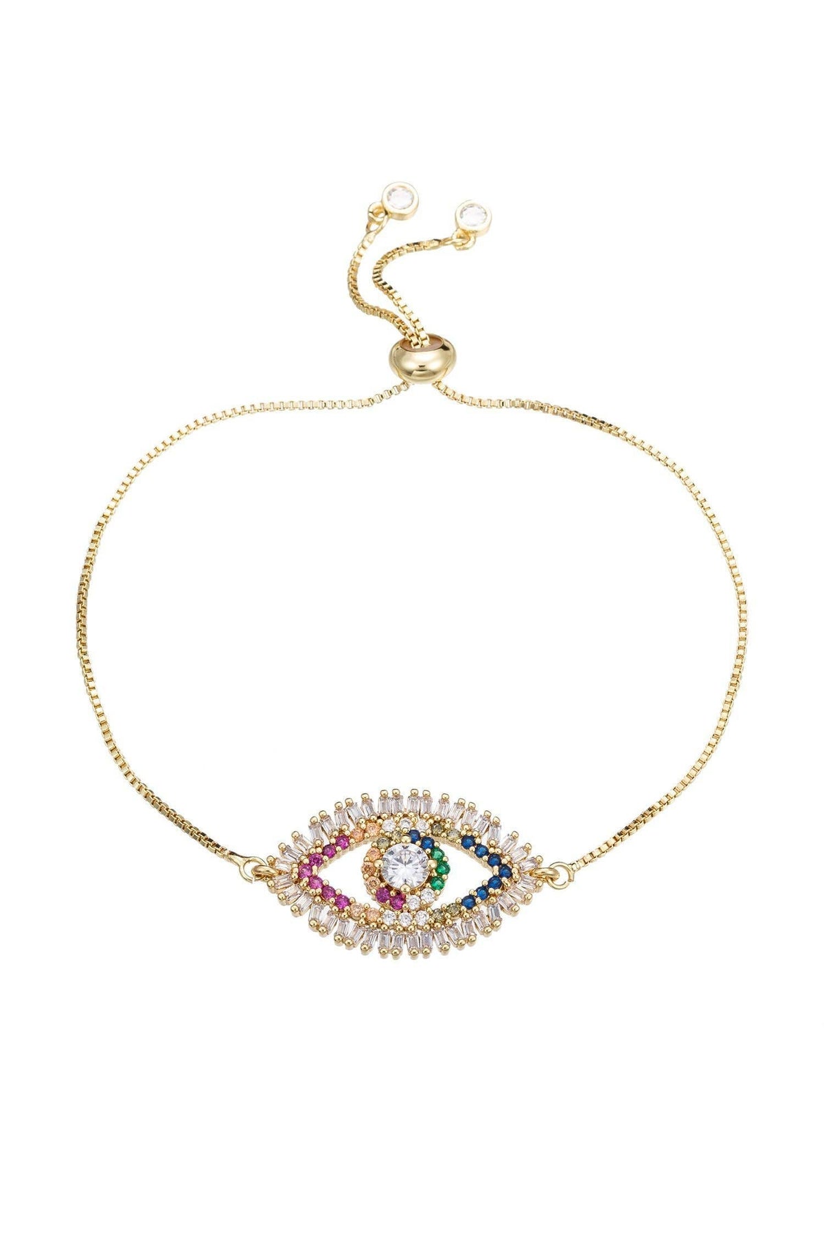 Bracelet Œil Protecteur Arc-en-Ciel Doré – photo 3