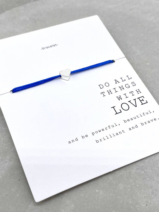 BRACELET MINI - cœur, porte-bonheur minimaliste BLEU