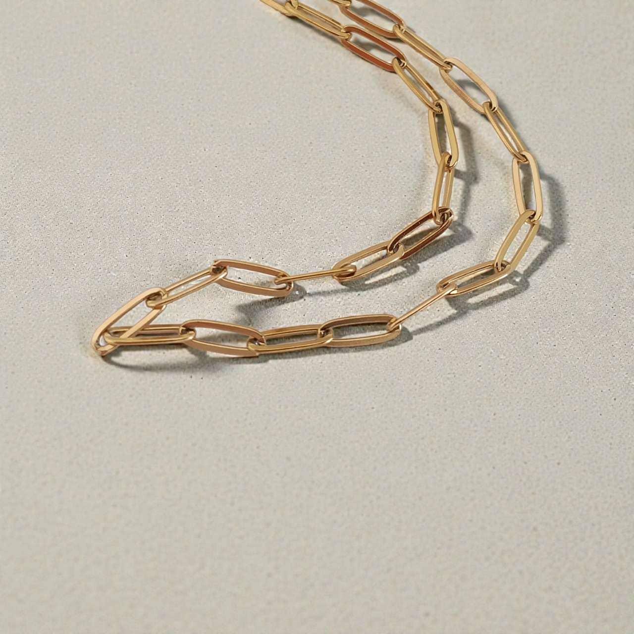Collier Paperclip 40cm + Extension Acier PVD Or 18K Premium
