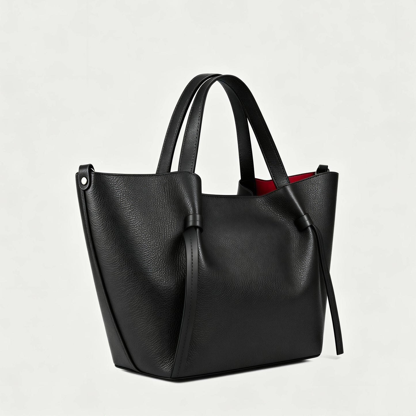 Sac à main en cuir grainé noir – Porté épaule avec pochette
