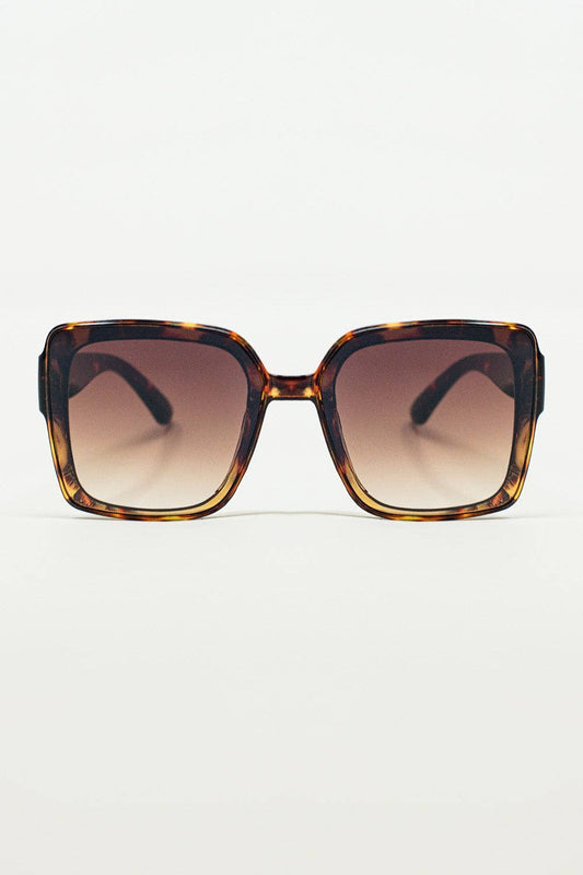 Lunettes de soleil surdimensionnées carrées œil de chat marron: Marron / Taille unique