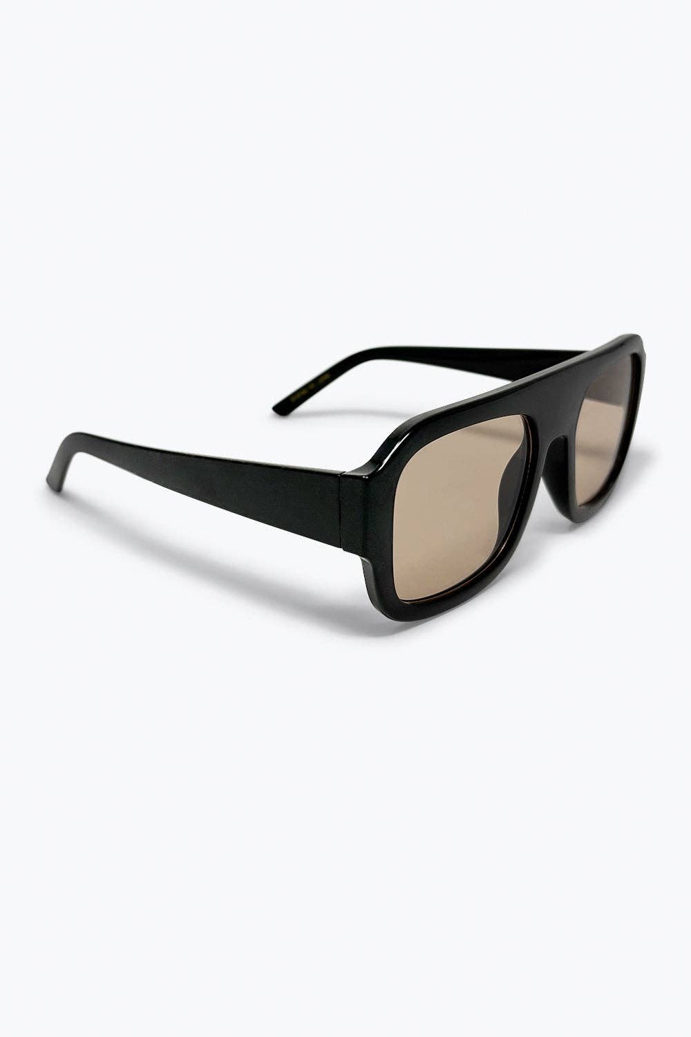 Lunettes de soleil oversize à monture carrée noire: BEIGE / ONE