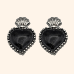 Bijoux de bouton Exvoto argent et noir pailleté