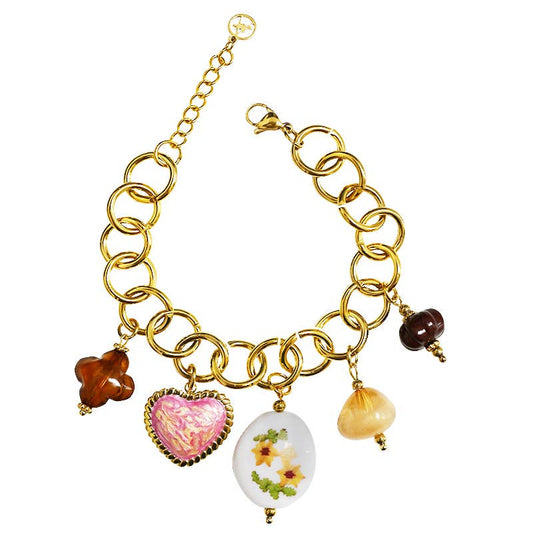 BRACELET À CHAÎNE AVEC BRELOQUES: Con scatola