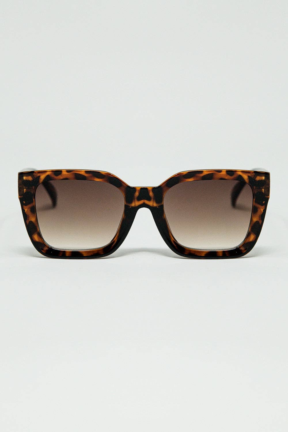 Lunettes de soleil carrées marron à imprimé animal: Marron / Taille unique