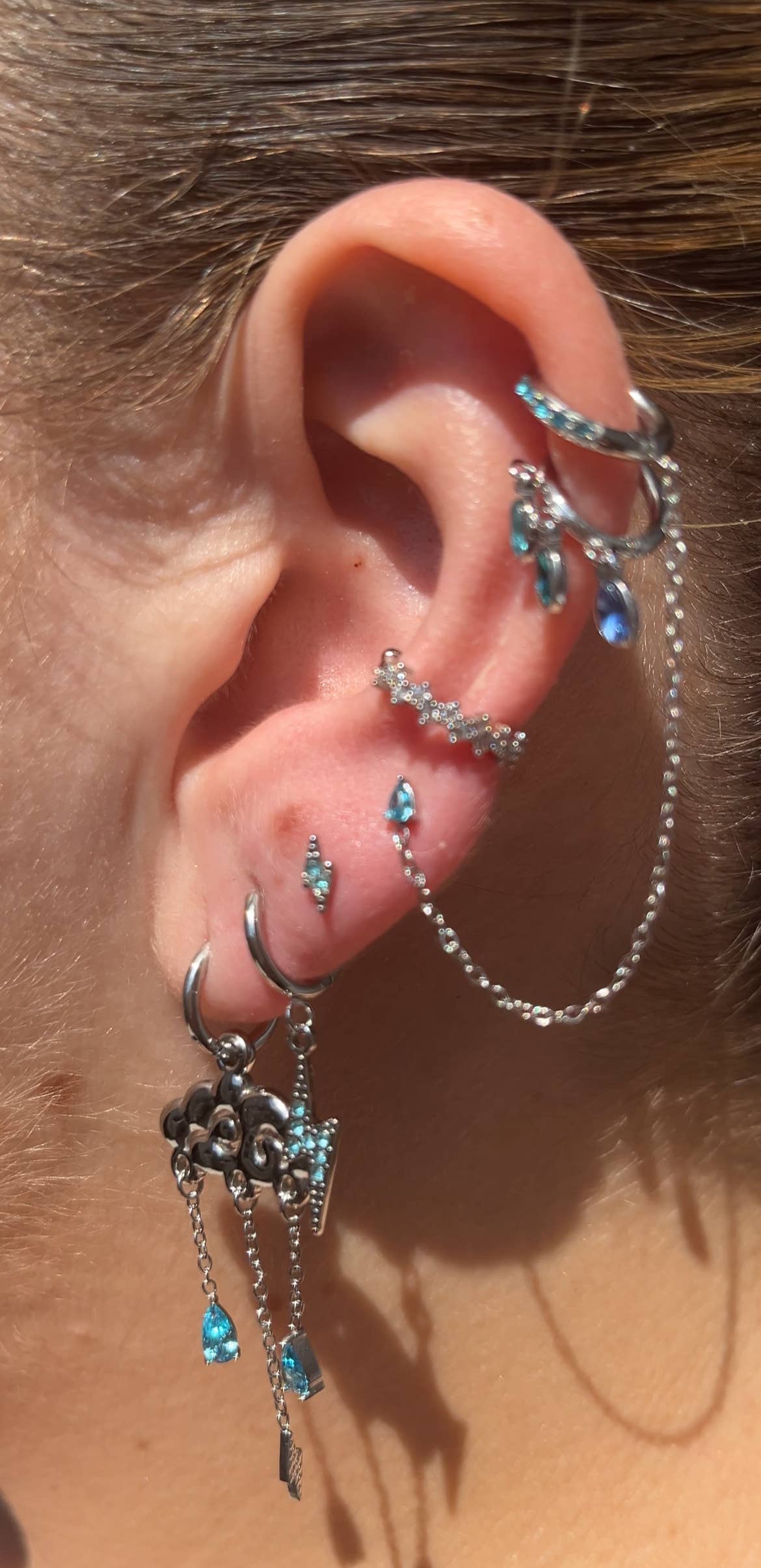 Ensemble de 4 Bijoux d’Oreilles Éclair Dorés en Acier Inoxydable