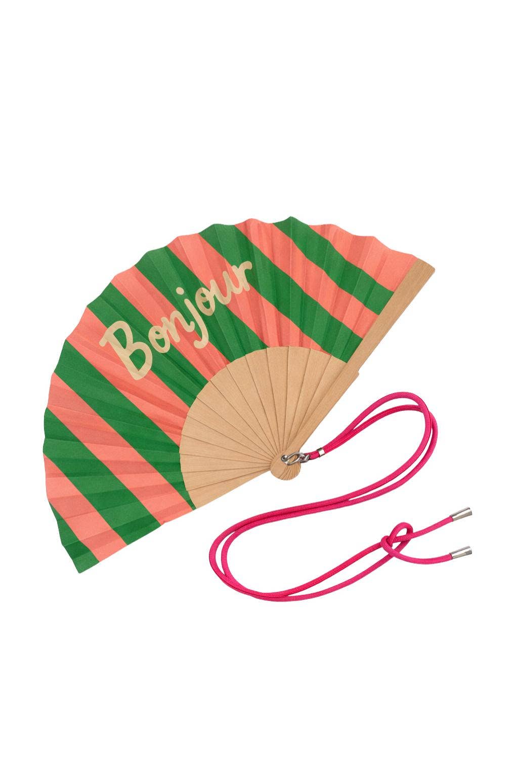 Eventail avec Bandoulière et Boîte Cadeau - Bonjour