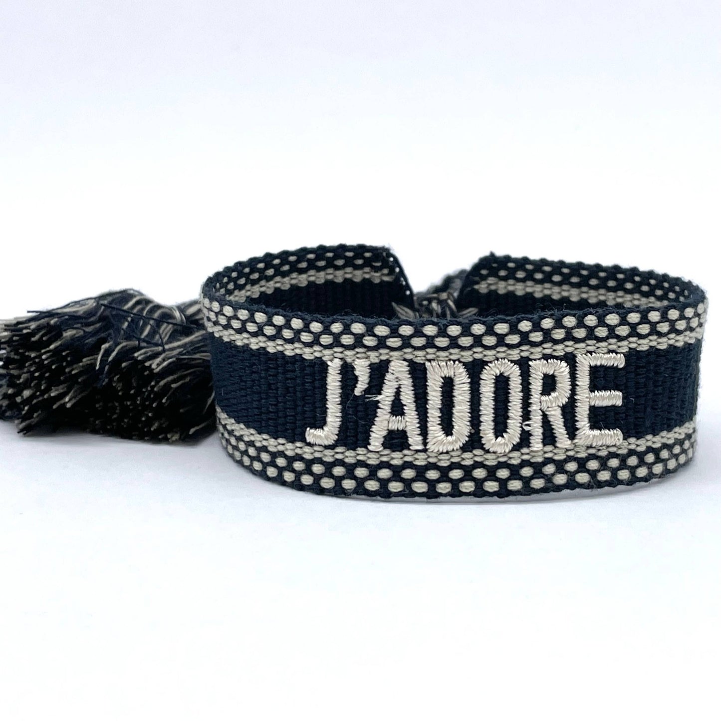 Bracelet tendance J'ADORE tissé et brodé