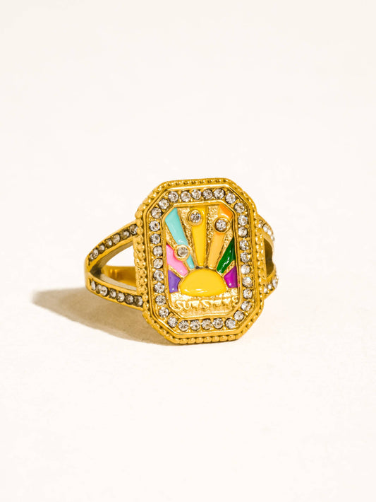 Bague Statement en plaquée Or 18carats Lulora: Multi-Colored