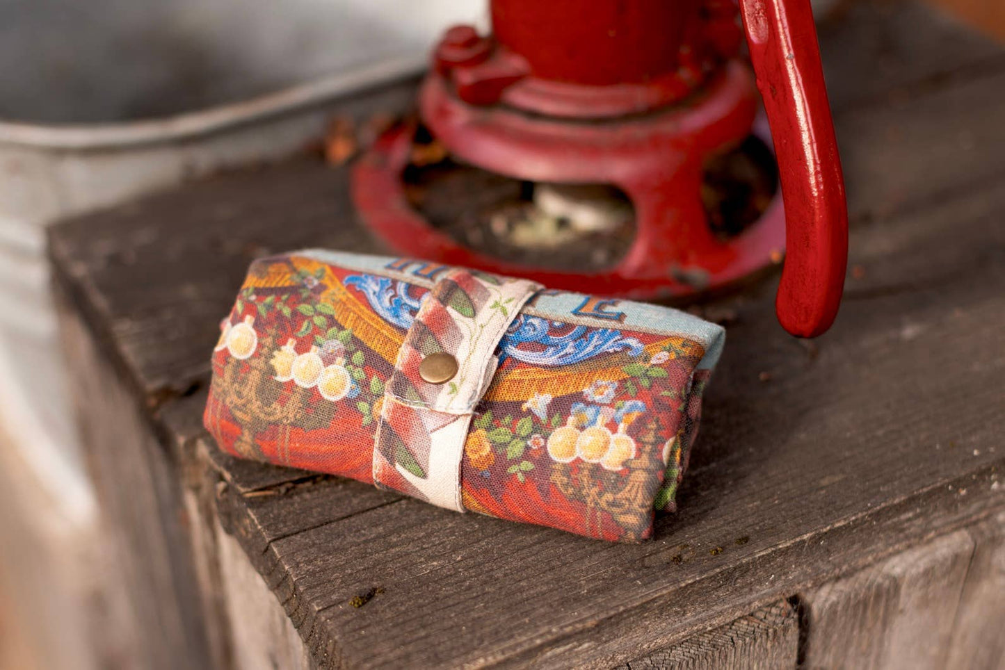 Sac fourre-tout Love  en lin à imprimé floral et cœur