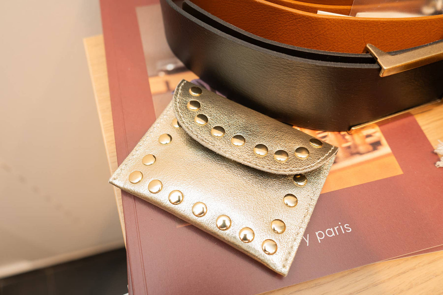 Porte-monnaie cuir Petite Maroquinerie  LEINA METAL Argent