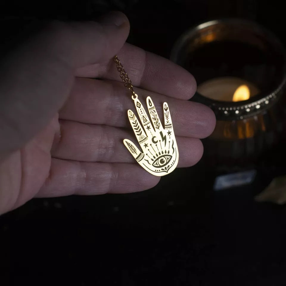 collier pendentif main en acier inoxydable