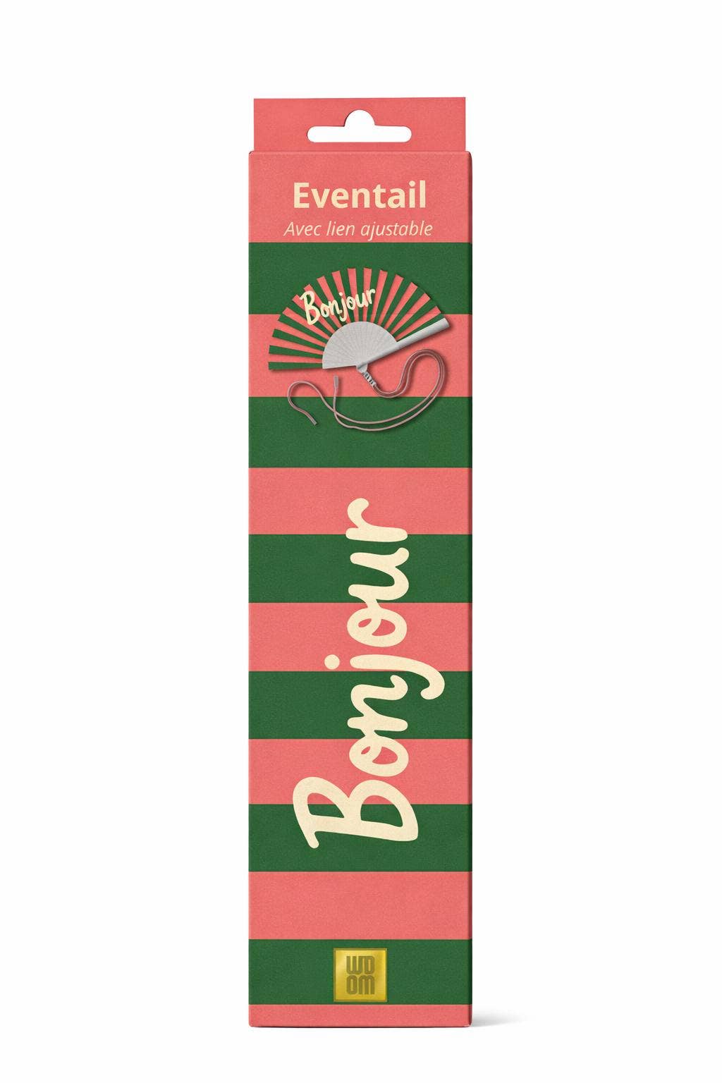 Eventail avec Bandoulière et Boîte Cadeau - Bonjour
