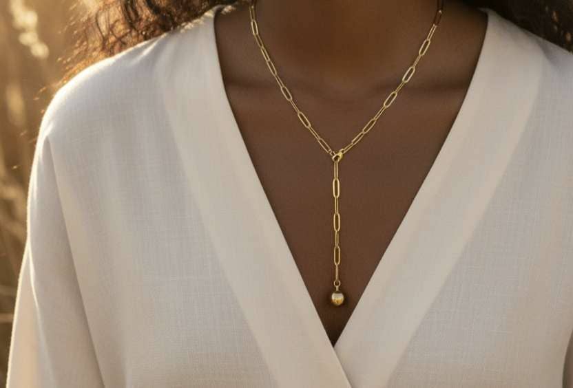 Collier long pendentif boule en acier inoxydable plaqué or 18K: Oro amarillo