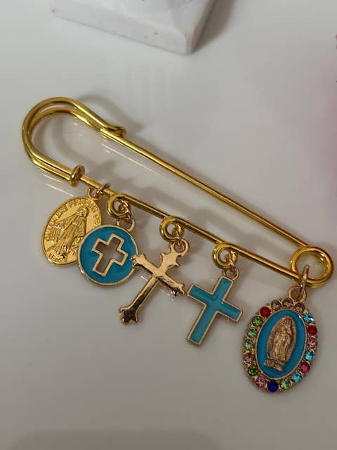 Broche ex voto, bleu