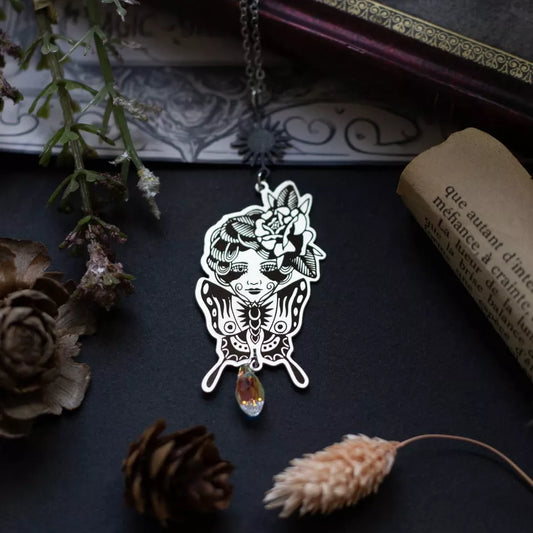 collier pendentif femme papillon style vintage - rétro