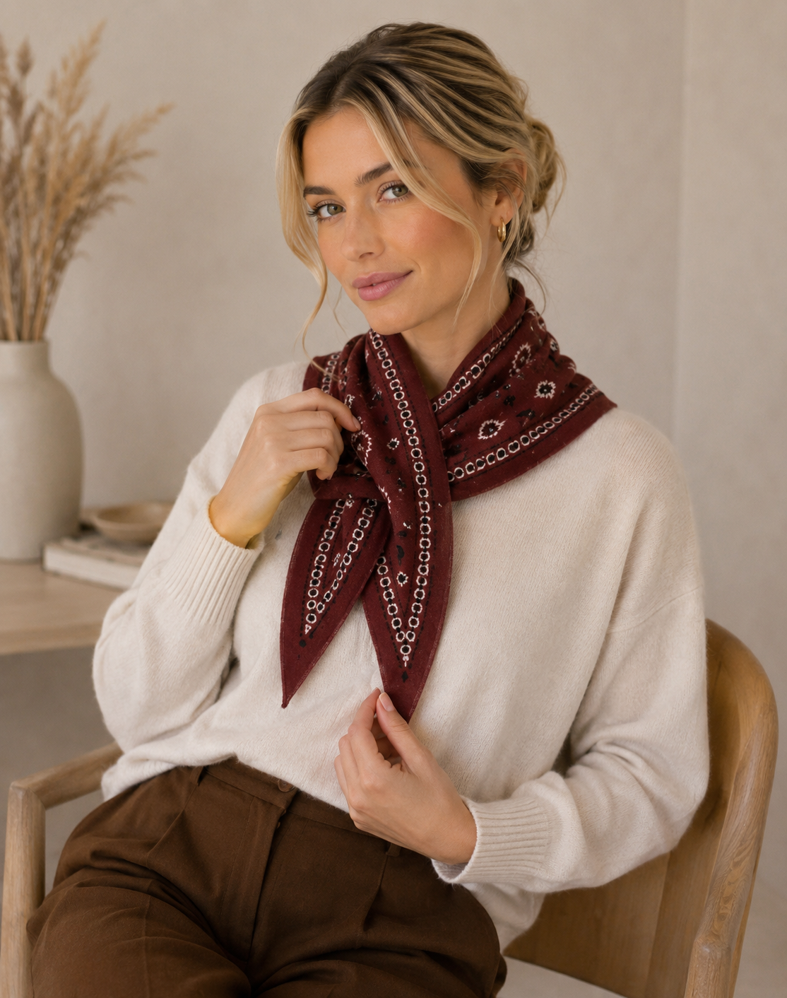 Triangle epais bandana 102 x 36 cm: Bordeaux