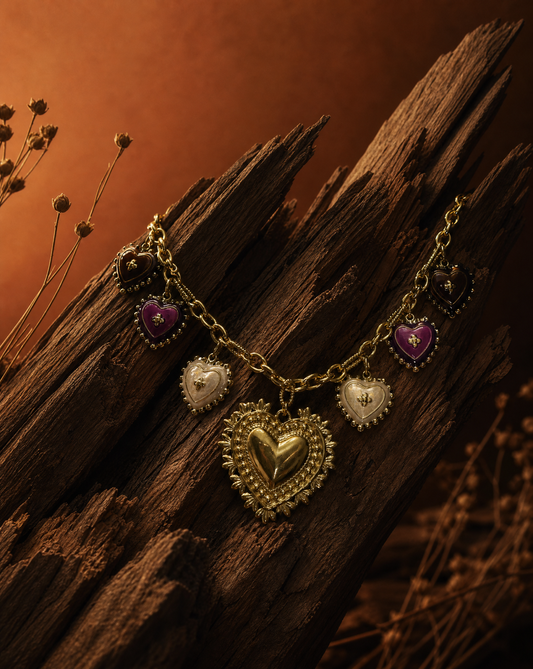 Collier maximaliste à pendentifs en forme de cœur | Collier chaîne statement – photo principale – Miss Cappuccino