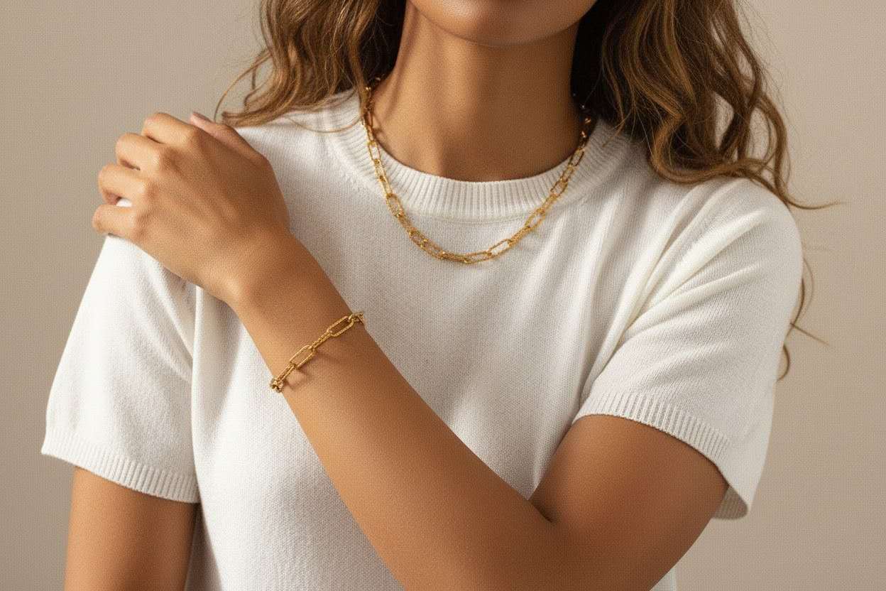 bracelet en acier, plaqué or 18 carats PVD