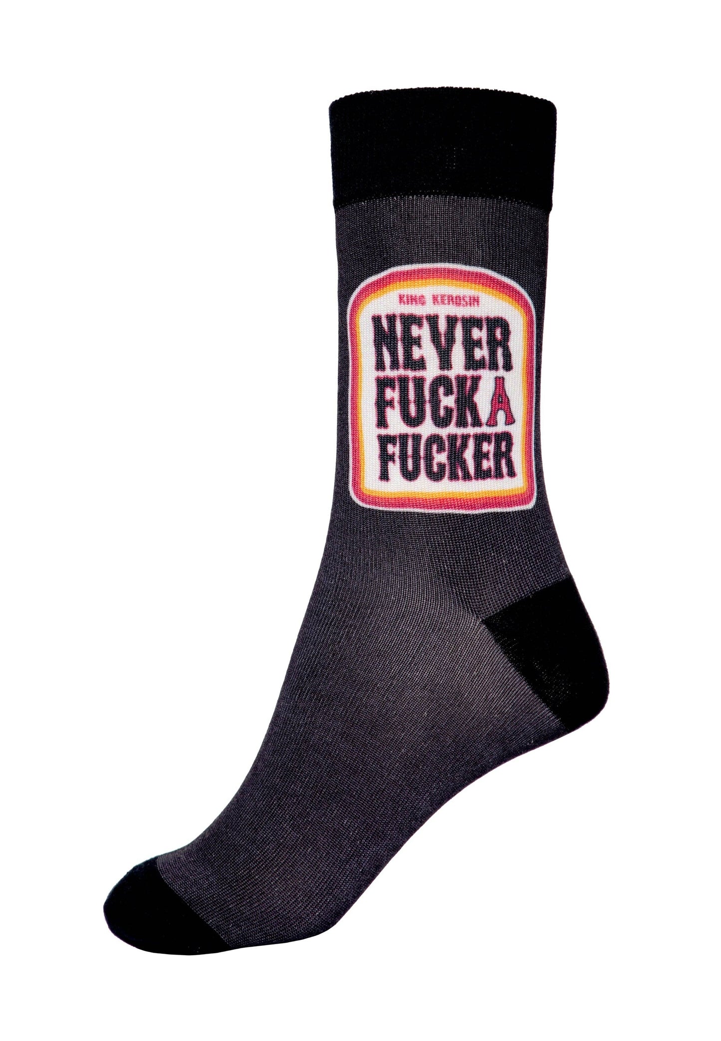 Chaussettes « Never Fuck a Fucker »: Gris foncé / 43-46