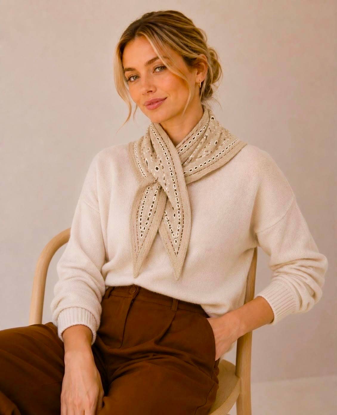 Triangle epais bandana 102 x 36 cm: Beige