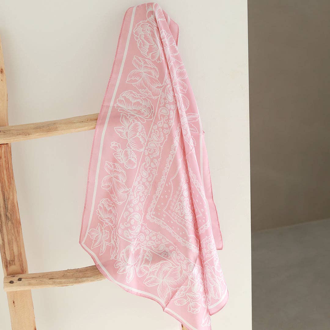 Foulard bandana en satin rose