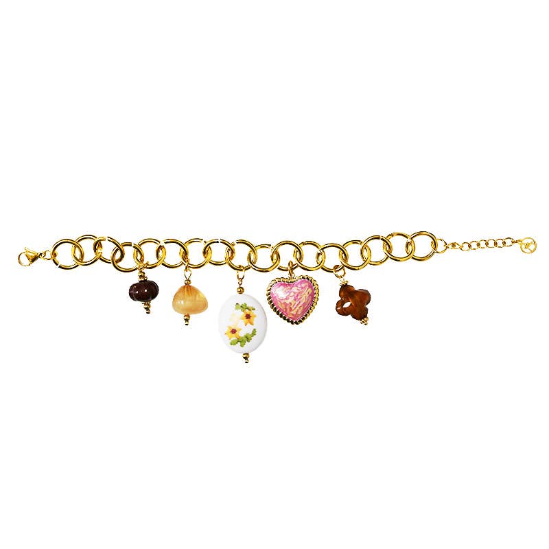 BRACELET À CHAÎNE AVEC BRELOQUES: Con scatola
