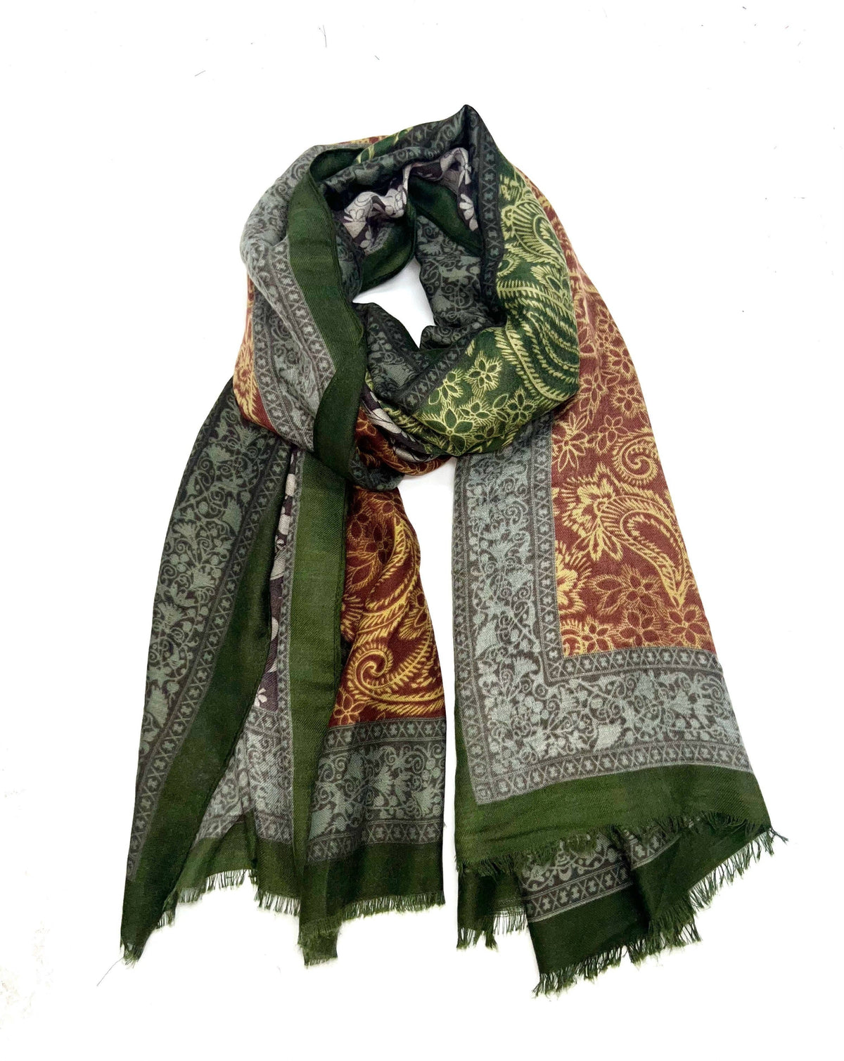 Foulard imprimé motif cachemire: Vert – photo 2 – Miss Cappuccino