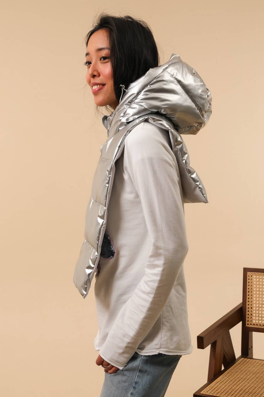 Capuche doudoune imperméable réversible : Acier