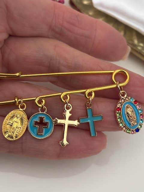 Broche ex voto, bleu